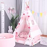 AllRight Tipi Enfant Intérieur Jeu Tente Maison Jardin pour Enfants Fille Rose Rayure