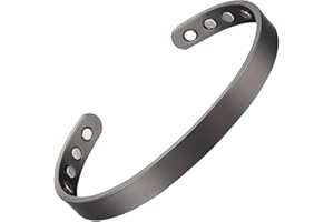 MagEnergy Copper Bracelet for Men and Women 99.9% Pure Copper Bangle Adjustable with 8 Magnets (Gunmetal)