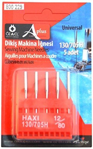 Ozelaplus Universal Sewing Machine Pack of 5 Needles-Size 12/80-For Woolens, Silver, 12/80