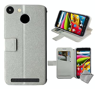 htdmobiles Housse etui coque pochette portefeuille pour Archos 55B Cobalt Lite + film ecran - BLANC