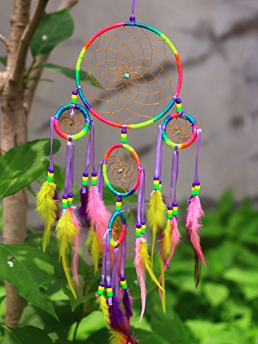 vgia Traumfänger Regenbogen Handgefertigt Weiß Groß Dreamcatcher indischen Gute Träume - 3