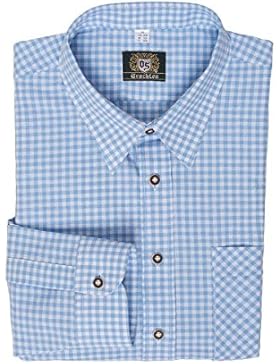 OS-Trachten Herren Trachtenhemd langarm hellblau karo 111426