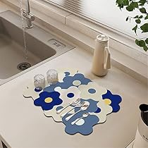 Tapis Égouttoir Absorbant Diatomite - 40x50 Cm | Antidérapant Pour Évier Ou Machine à Café | Séchage Rapide