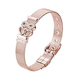 Heideman Armband Damen Mesh aus Edelstahl Silber oder Rosegold farbend poliert Armkette mit Charms Charmband für Frauen mit Swarovski Zirkonia Stein Weiss als Bracelet Crystal hb2822-8-1