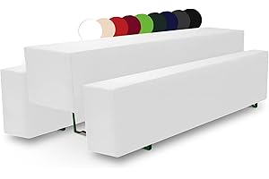 ‎BEAUTISSU Beautissu gepolsterte Bierbank Husse & Biertisch Husse Komplettset – 5 tlg. Hussen Set 70 cm breite Festzeltgarnitur mit Sitzpolster in Weiß - Comfort M