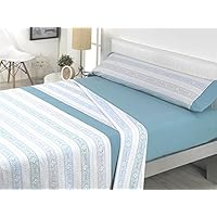 Mora 02D0425 Juego de Sábanas para Todo El Año, Algodón-Poliéster, Turquesa, Individual, 6x4.43x4.7 cm