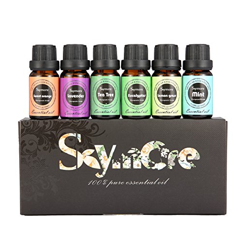 Skymore Ätherische Öle Set-6 verschiedene Duftrichtungen (Zitronengras, Lavendel, Teebaum, Eukalyptus, Orange, Minze)-Entspannung und Kurren-100% Pur Aromatherapie Öle in einem Geschenkset 6X10 ml