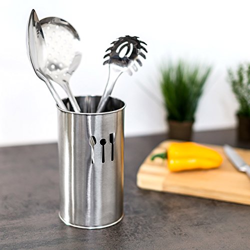 Relaxdays Besteckhalter Edelstahl HxD 18 x10,5 cm Besteckständer und Besteckkorb in metallic Style als Küchenutensilien-Halter mit originellem Muster und Abtropflöchern Besteck-Abtropfkorb, anthrazit - 2