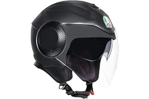 AGV Orbyt ECE 22-05 Solid Motorbike Jet Helmet ECE 22-05 with Sun Visor, Matt Black, S