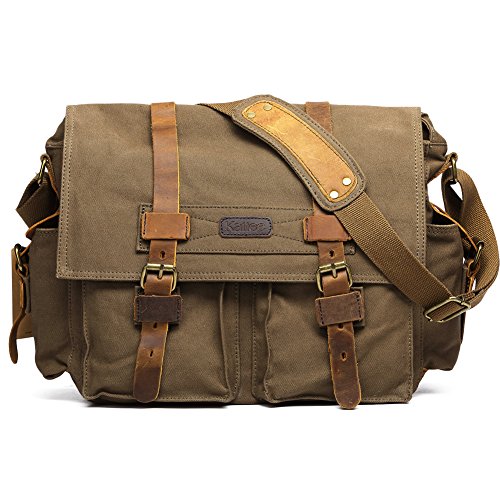 Kattee - Bolso bandolera Bolso de hombro para cámara réflex de cuero, estilo vantage