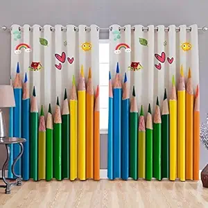 Aaradhya Creation Polyester Eyelet Kids Room 3D Digital Pencil Printed Curtains for Window (5 ft, Multicolour)