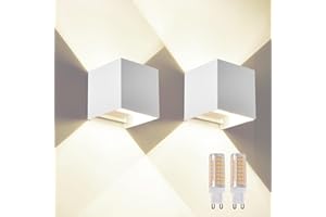 wisdom line Aplique Pared LED Exterior Interior IP65, 4000K Luz Neutra, G9 Reemplazable, Moderno, de Aluminio, Ángulo Ajustable 120°-2 Piezas Blanco