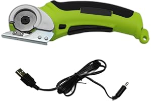 HISUEKIG Ciseaux Electrique Tissu Couture Sans Fil, Ciseaux Couture Electrique En Acier Sk5 avec Batterie Intégrée, Couper Tranchantes pour Tapis, Élagage, Plastique, Carton, Cuir, Vert