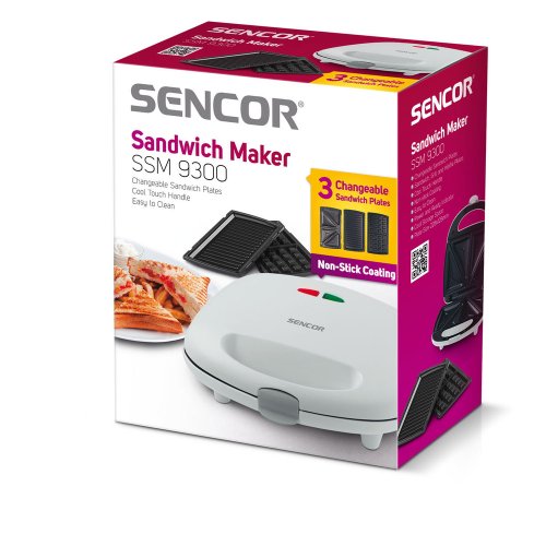 Sencor SSM 9300 Sandwich Maker / Grill / Waffelmacher 3 in 1 (Aufnahmeleistung 700 W / Zur Zubereitung von 4 dreieckigen Sandwiches, von Grillfleisch oder Waffeln) - 2