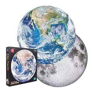 Buy Double Sided 1000 Piece Puzzle Planet Earth Moon Puzzle Nasa Puzzles For Adults Teens And Kids Large Round Space Jigsaw Impossible Challenging And Fun Online At