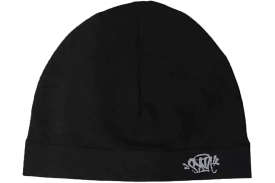 Syna World Skull Cap, Central CEE Beanie Running Hat - Black Breatherble Windproof Knitwear Skully for All Season- synaworld
