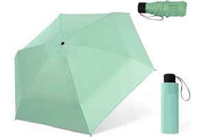 ZOCONE Mini Ombrello da Viaggio, Mini Ombrello Ultraleggero Portatile Compatto Ombrello Pieghevole Ombrello da Viaggio, 99% UV Resistenza & 100% Impermeabile (Verde)