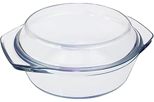 KARADROVA Small Glass Casserole Dish with Lid, 1L 16cm, Individual, Microwaveable, Oven Proof