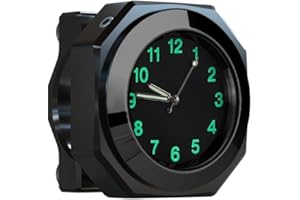 Getdoublerich Reloj de motocicleta de aleación de aluminio Soporte impermeable Reloj de cuarzo Reloj luminoso, Reloj electrónico impermeable que proporciona una sincronización clara y precisa (negro)