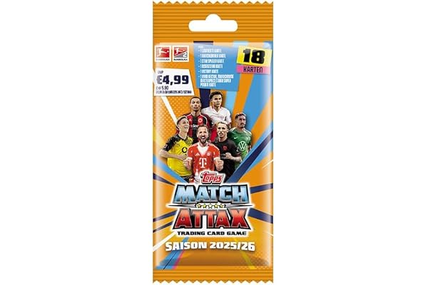 Topps Match Attax Bundesliga 2025/2026 – Kraftpaket med 17 kort inklusive 1 begränsad utgåva – Officiellt Trading Card Game
