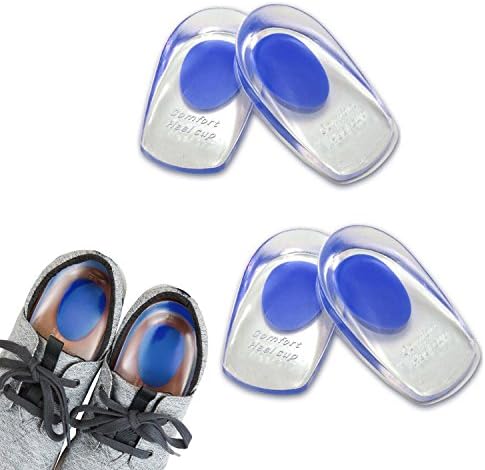 2 Pairs Gel Heel Cups Plantar Fasciitis Inserts,Oxyland Silicone Heel Cup Pads for Bone Spurs Pain Relief Protectors of Your Sore or Bruised Feet Best Insole Gels Treatment (2 pair Large)