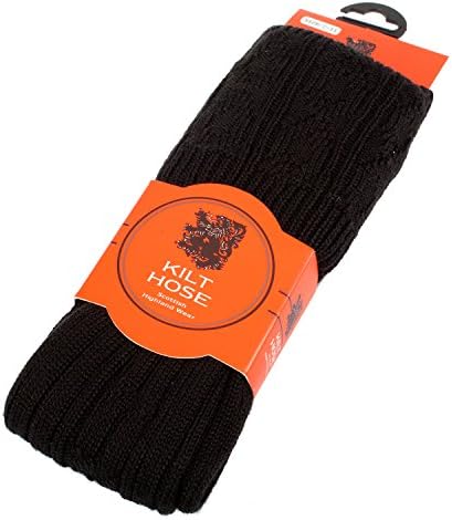 Mens Pipe Band Luxury Scottish Wool Kilt Hose / Socks Various Colours Available (9-13, Black)