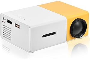 Bewinner Mini proiettore Proiettore Portatile da Interno/Esterno 1080P LED per Home Cinema Theater Proiettori di Film Supporto HDMI, AV, Ingresso USB Laptop PC Proiettore Tascabile(Giallo)