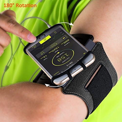 Jebsens Sports Armband Phone Holder for Cycling, Running, Jogging, Hiking, 180° Rotatable (Compatible with 4-5.5 Inch Smartphones) - Black