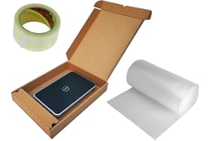 MEG4TEC Laptop Shipping Box & Charger Locker - Strong Cardboard 51x38x7cm + 3m Bubble Wrap + Packing Tape, Bundle