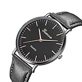 Armbanduhr Damen Ronamick Geneva Fashion Einfache Uhr Damen Freizeit Analog Leder Quarz Armband uhren Armband Armbanduhr Uhr Uhren(F)