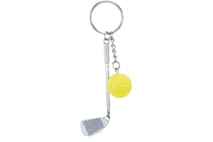 BYFRI Racket Balle De Golf Porte-Clés Anneau Mignon Mini Clubs De Golf en Métal Keychain Creative Sport Porte-Clés Porte-Clés (Jaune)
