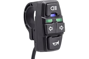 GENERIC 36V/48V DK336 Electric Bike and Scooter Handlebar Switch with Integrated Front Light, Turning Signal Controls, Black Plastic Housing, Fits E-Bikes, E-Scooters and Tricycles