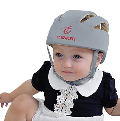 ELENKER Casque de sécurité ajustable pour bébé Casque de protection pour marche Gris