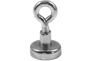 Magnetastico® | 1 pieza imán con hembrilla de neodimio N35 16 mm Ø | Fuerza de atracción 5.5 kilogramos | 1 imán de neodimio con argolla, muy potente y galvanizados