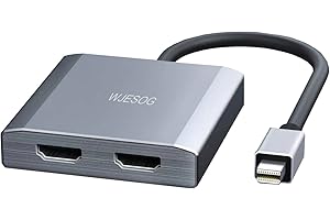 WJESOG Mini Displayport to Dual HDMI Splitter Dual 4K@60Hz Resolution,DP to 2 HDMI Hub Multi Stream Transport Support 4K Resolution for Windows and Mac System