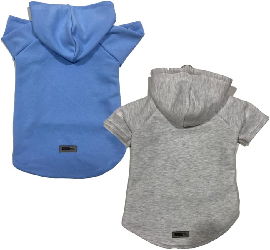 monopetz Kapişonlu Polar Sweatshirt Köpek ve Kedi Kıyafeti & Elbisesi - Mavi & Gri 2'Li Fırsat Paketi M Beden