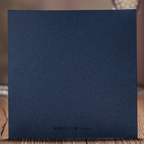 Wishmade Einladungskarten Für Hochzeit Geburtstag Taufe Party Satinband Bowknot Kraftpapier Blanko Set 50 Stücke inkl Umschläge und Aufkleber - 4