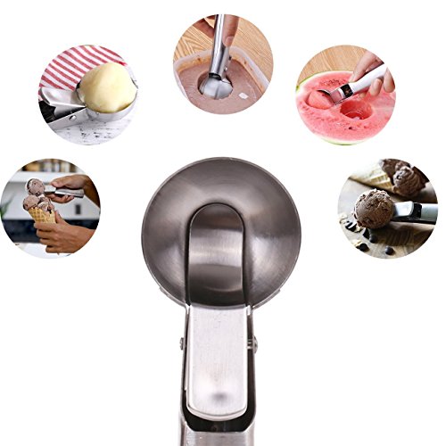 RayPard 3 Stück Eisportionierer Cromargan Edelstahl rostfrei 18/10, Plätzchen-Teig und Wassermelonen-Löffel - 5