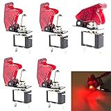 DC 12V 20A Qiorange 5x Kill Switch Auto Lastwagen KFZ Boot 12V 20A Rot Look LED Kippschalter Schalter LED Licht Schalter EIN/AUS