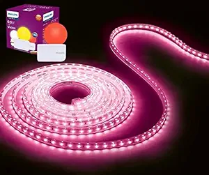 PHILIPS Pack of FlexiShine 5 Meter Plug n Play LED Rope Light (Pink) with 0.5W Joy Vision LED Red Bulb