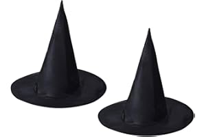 SEFIRST 2 Pcs Chapeaux de Sorcière pour Fête d'Halloween, Accessoires de Costume, Chapeau de Sorcière pour Enfants, Chapeau de Sorcier Pliable pour Halloween, Réunions de Famille, Taille Unique (Noir)