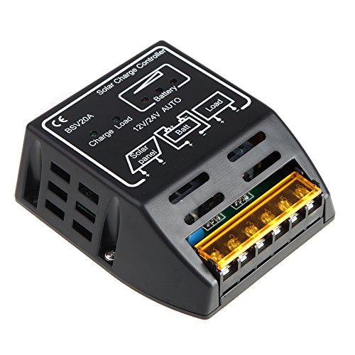Anself 20A 12V/24V Solar Panel Batterie Regulator Solar-Laderegler Sicherer Schwarz (20A)