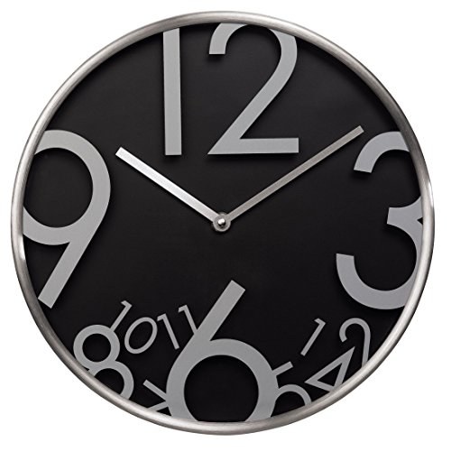 Hama Wanduhr ohne Ticken AG-330 (modern, lautlos, u.a. geeignet für Küche) schwarz
