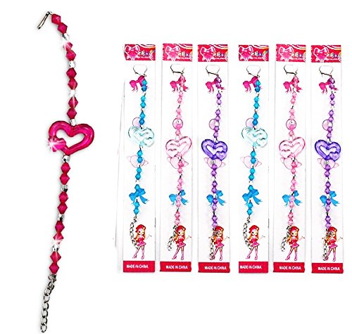 Partynelly® 8x Armband Herz, Mitgebsel zur Mädchenparty, Kinderparty, Geburtstagsmitgebsel für Mädchen