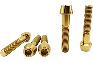 RISON-Titanium Tornillo de Vástago de Bicicleta de Titanio M4x0.7x25mm, Tornillos Cónicos con Hexágono Interior, Tornillos de Manillar de Bici de Montaña Perno de Potencia de Bici, 5 Piezas