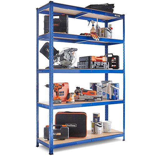 VonHaus Extra Wide Heavy Duty Schwerlastregal Stahl & MDF Tier 5 Regale Regal oder Workbench - Massiver 1325Kg Kapazität