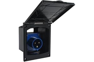 BLISSFULABODE Presa di alimentazione per caravan 16A23A, impermeabile, presa incorporata per uso esterno in camper e camper (nero)