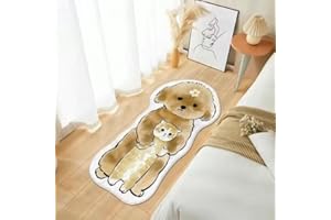 POPUPWAVE Area Rugs for Bedroom 40 * 120 cm, Washable Cute and Funny Kids Pets Rug Modern Printed White Irregular Shape Entryway Rug (Doggie Hugs)