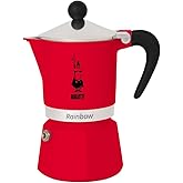 Bialetti - Rainbow: 3 Cups Ocak &Uuml;st&uuml; Espresso Pişirici - 130ml - Kırmızı Renk - Al&uuml;minyum G&ouml;vde - Patentli G&uuml;venlik Valfi - T