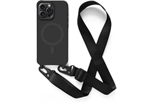 2NSPDRGNI Handykette Schutzhülle kompatibel mit iPhone 15 Pro Max Handyhülle mit Band,Kabellosem Laden Hülle Halsband Lanyard Silikonhülle,Schwarz